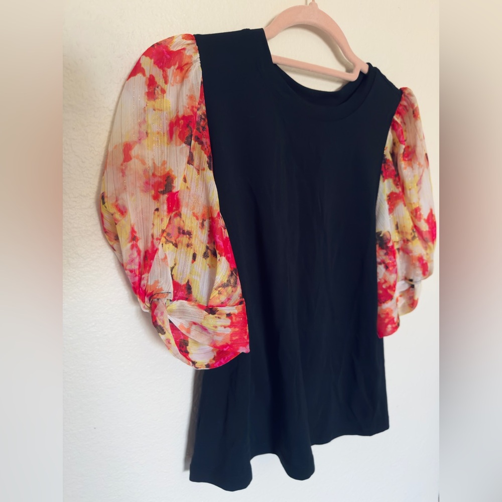 DKNY Womens Black Mixed Media Metallic Pullover Top Shirt XS NWT